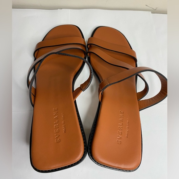 EVERLANE Italian Leather Tourist Heel Sandal 10 Adobe Brown Strappy Block - Picture 7 of 9